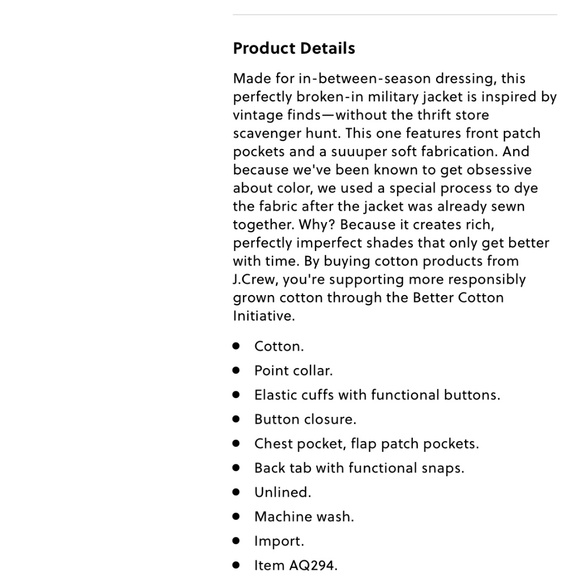 J. Crew garment-dyed military jacket NWT - Picture 6 of 6